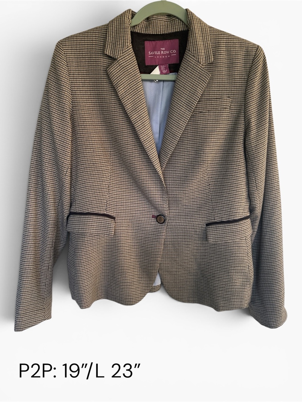 The Savile Row Co. Women's Tan Houndstooth Blazer